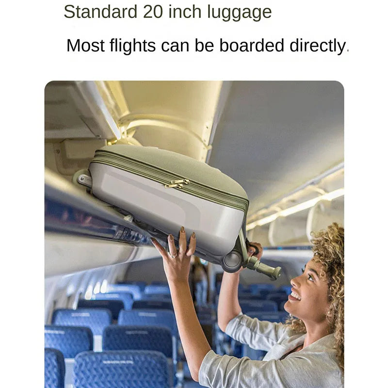 New Children's Luggage Can Sit Ride on Trolley Luggage Foldable Suitcase Brake Wheels Baby Suitcase Trip Cabin Carry-Ons