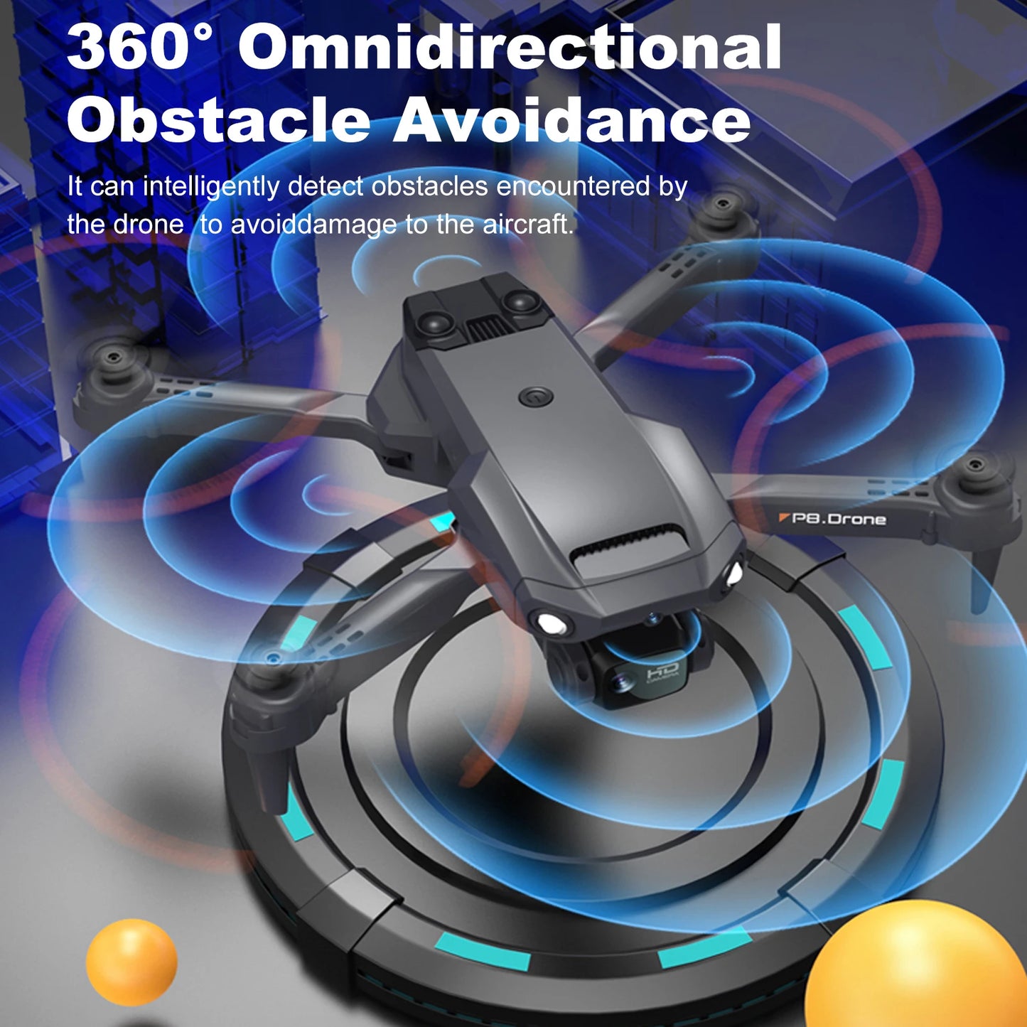 P8 RC Drone with Camera 4K Dual Camera RC Quadcopter with Function 4 Sided Obstacle Avoidance Waypoint Flight Gesture Control