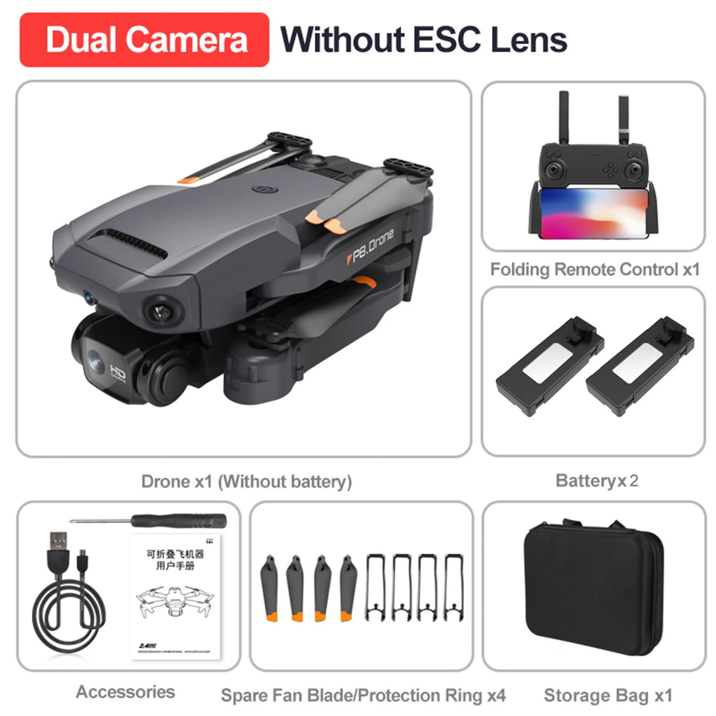 P8 RC Drone with Camera 4K Dual Camera RC Quadcopter with Function 4 Sided Obstacle Avoidance Waypoint Flight Gesture Control