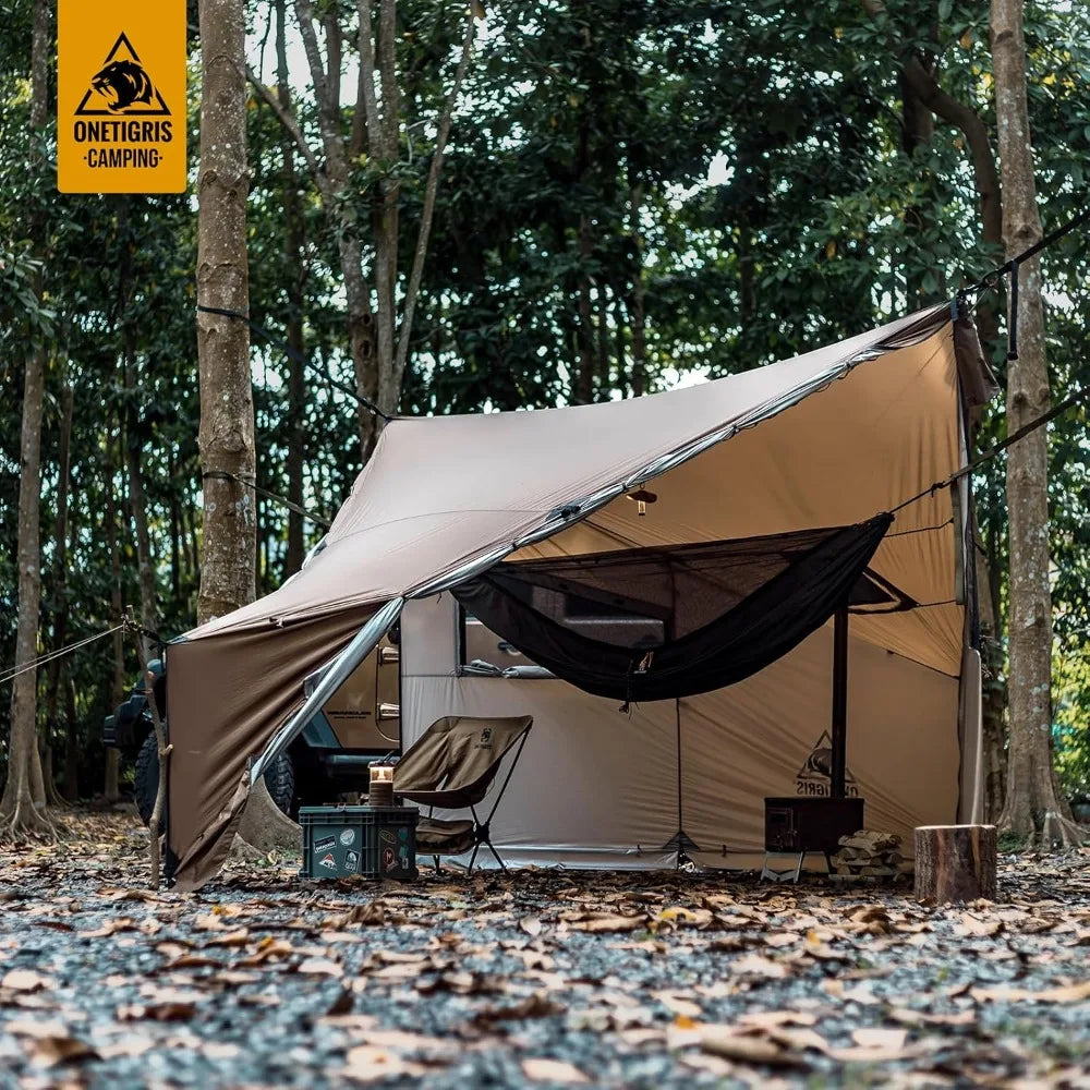 Hot Tent, Large Spacious 4 Person Tent with Stove Jack, Windproof Waterproof Tent for Wood Stove Camping Travel Truck