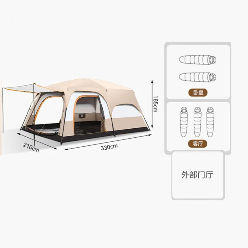 Picnic Camping Tent Waterproof Outdoor Multiple Portable Large And Medium Tent Group Camping Two Rooms One Hall Four Season Tent