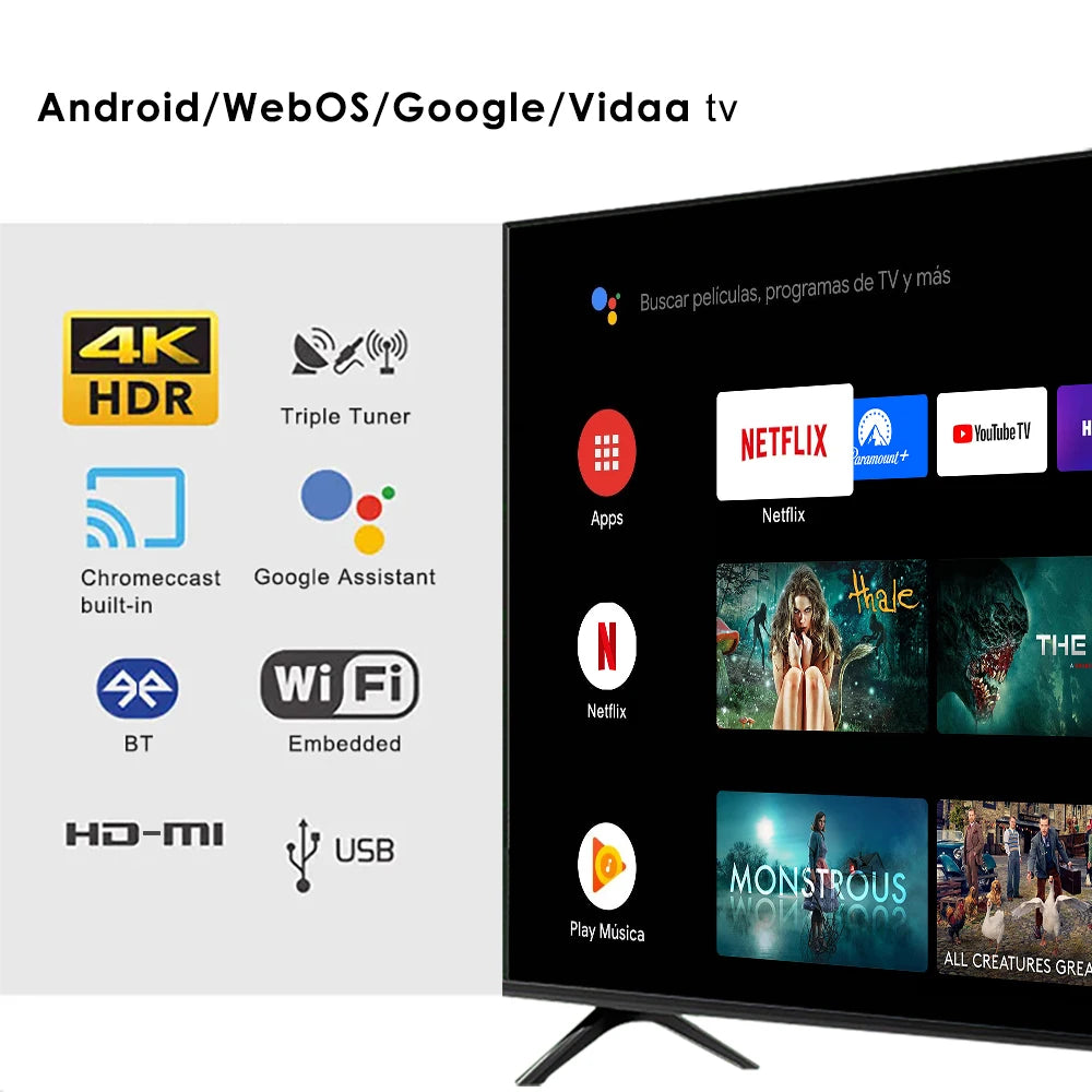 TV 55inch Flat Screen LCD TV 4K UHD TV 55 Inch Smart Television