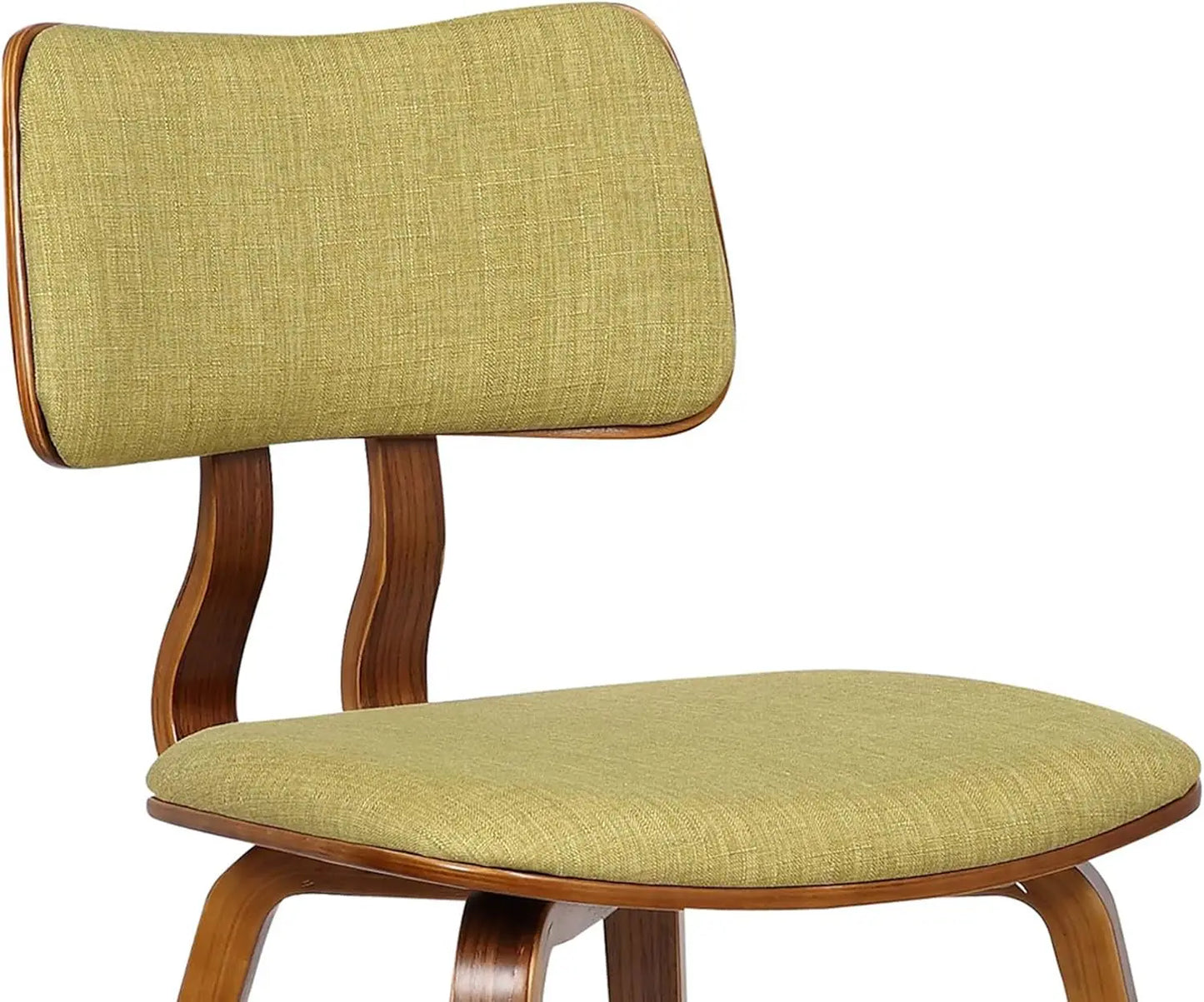 Jaguar Mid Modern Dining Accent Chair For Kitchen Table Desk Vanity In Green Fabric And Walnut Wood Finish