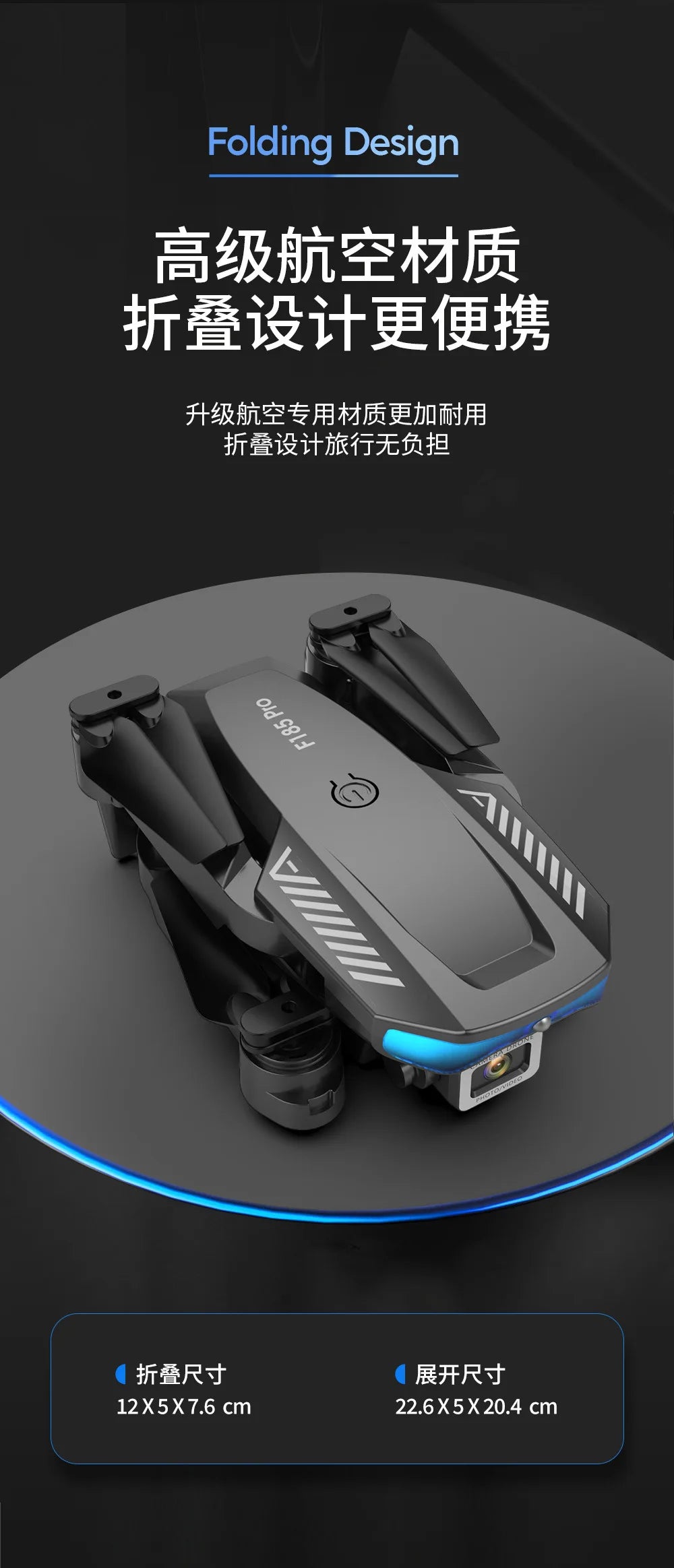 ZK40 F185 aerial drone with three sided automatic obstacle avoidance system, high-definition 4K pixel dual lens remote control