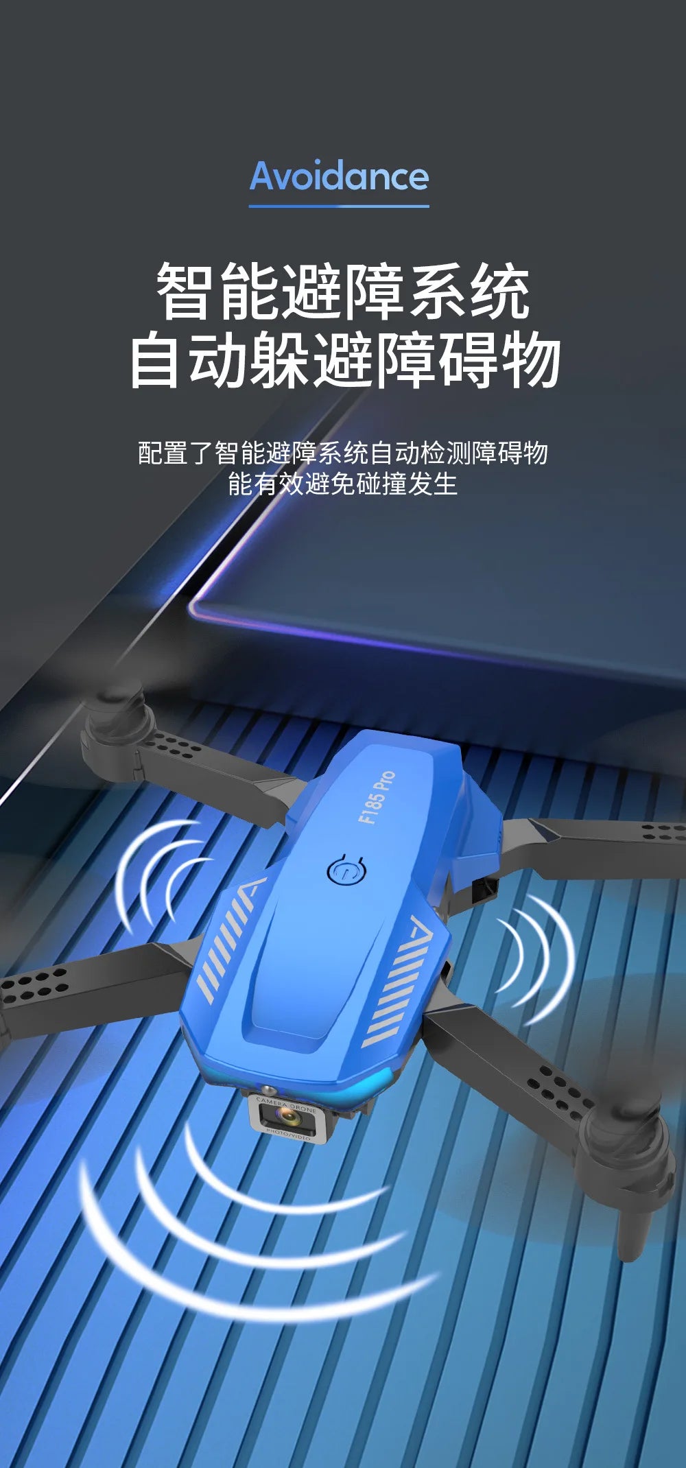 ZK40 F185 aerial drone with three sided automatic obstacle avoidance system, high-definition 4K pixel dual lens remote control