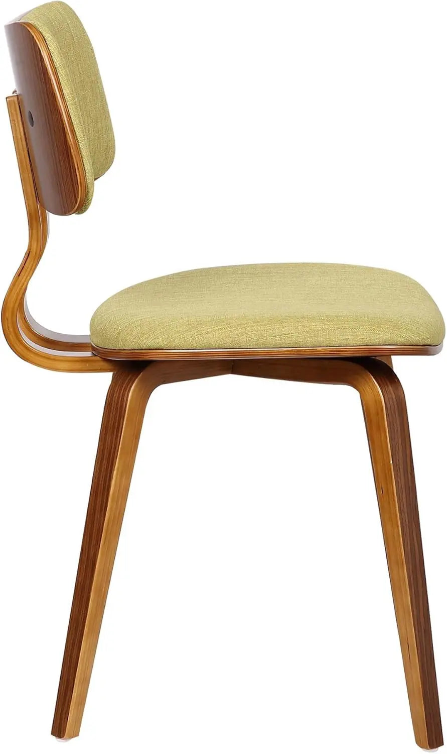 Jaguar Mid  Modern Dining Accent Chair For Kitchen Table Desk Vanity In Green Fabric And Walnut Wood Finish
