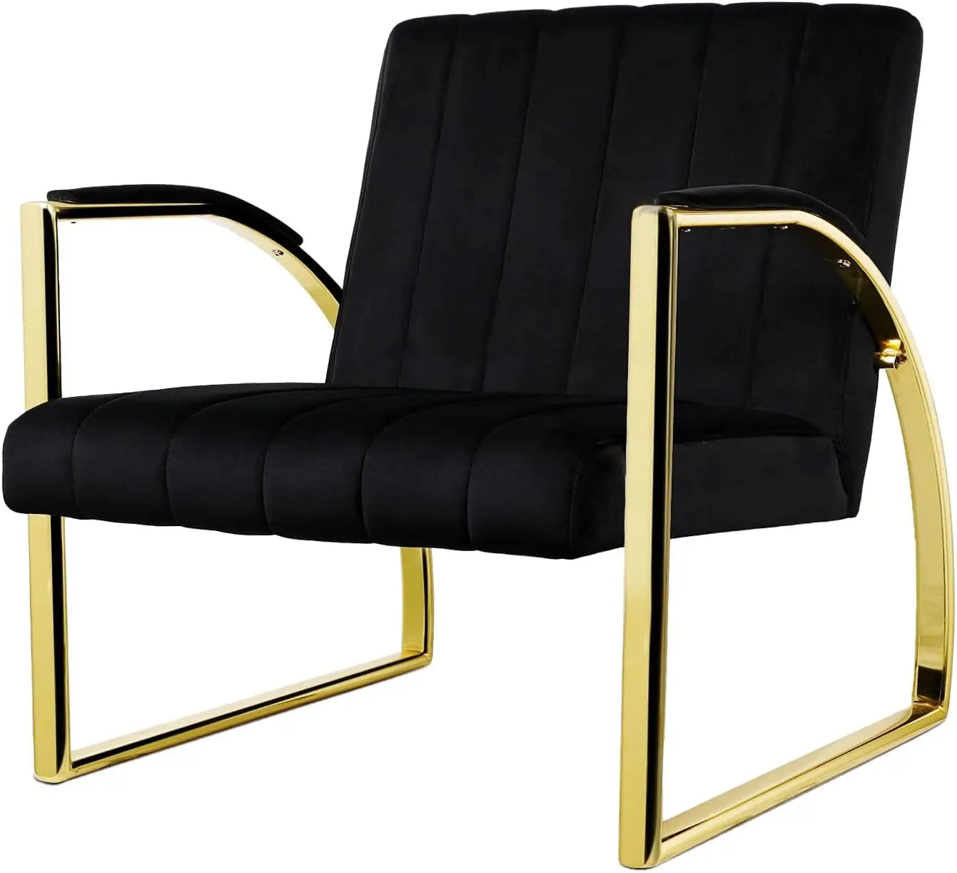 Velvet Accent Chair Leisure Upholstered Café Lounge Armchair For Living Room Bedroom Studio, Black